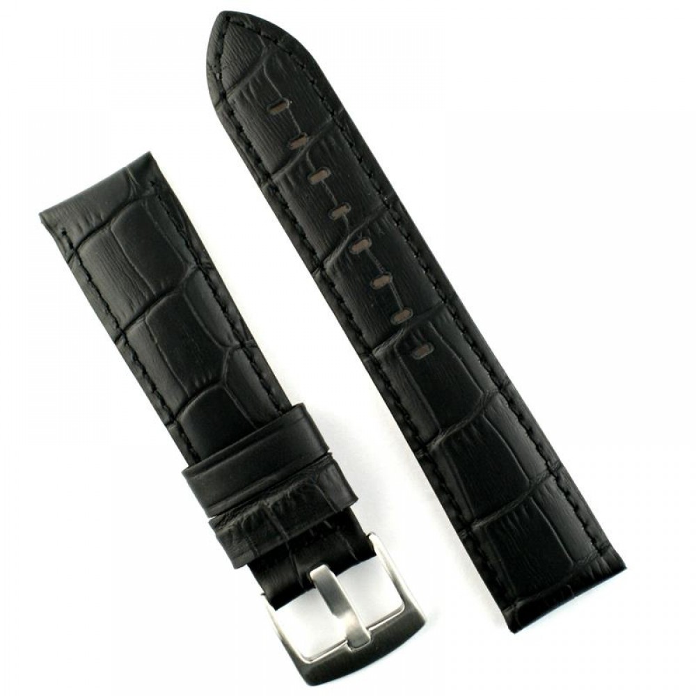 22mm Black Gator Leather Watch Band