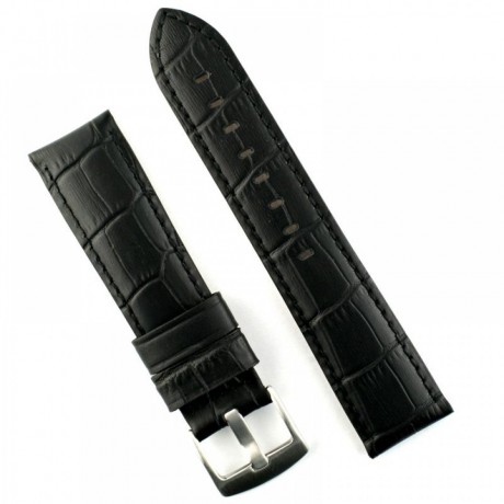 22mm Black Gator Leather Watch Band