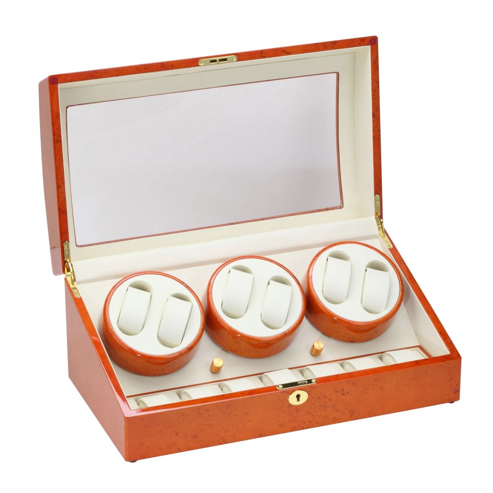 12 Burl Wood Six Watch Winder