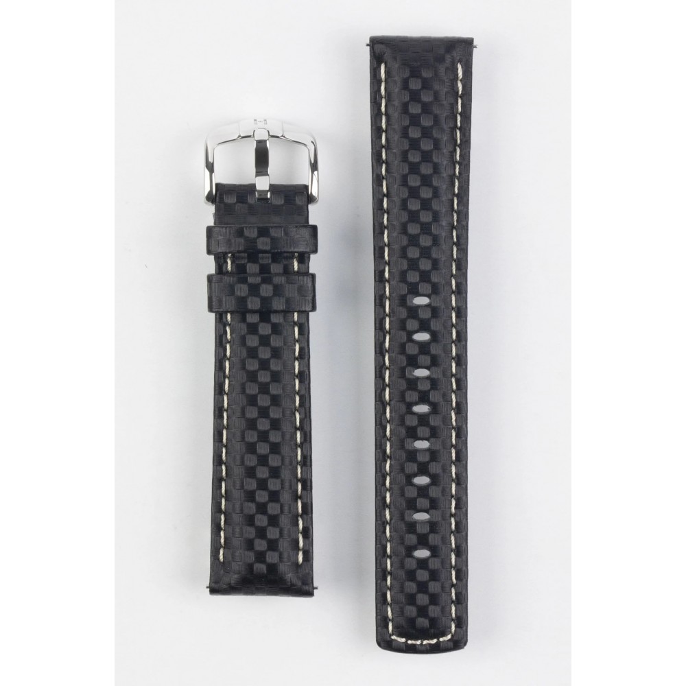 Black Embossed Water-Resistant Leather Watch Strap
