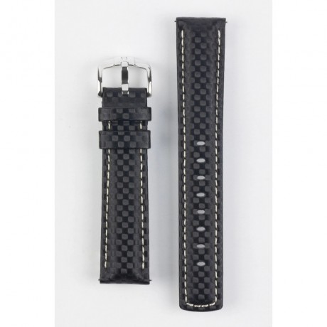 Black Embossed Water-Resistant Leather Watch Strap