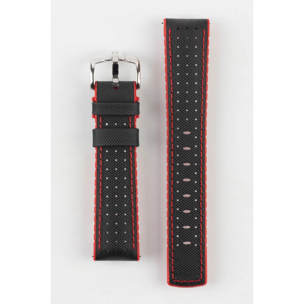 Red / Black Sailcloth Effect Performance Watch Strap
