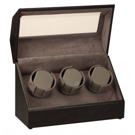 Black Leather 3 Watch Winder