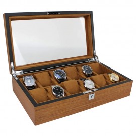 Men 12 Slots Wood Storage Watch Case