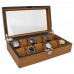 Men 12 Slots Wood Storage Watch Case