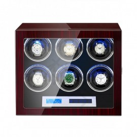 Automatic 6 Watch Winder Box With Lcd Touch Screen in Black Interior