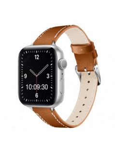 Contrasting Stitching Leather Apple Watch Strap