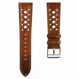 Radstock Racing Style Genuine Leather Watch Strap - Vintage Brown