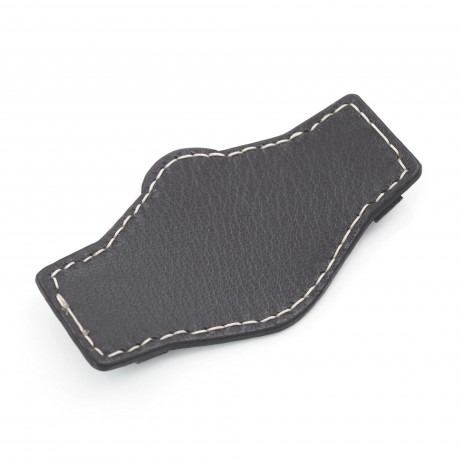 Military Grey Geniune Calf Leather BUND Pad for 20mm or 22mm Watch Straps, Beige Wax Stitching