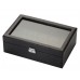 10 Piece Carbon Fiber Watch Box With Red Stitch Trim