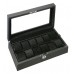 12 Piece Carbon Fiber Watch Box With Clear Top