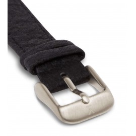 16MM BLACK WITH BRUSHED SILVER BUCKLE