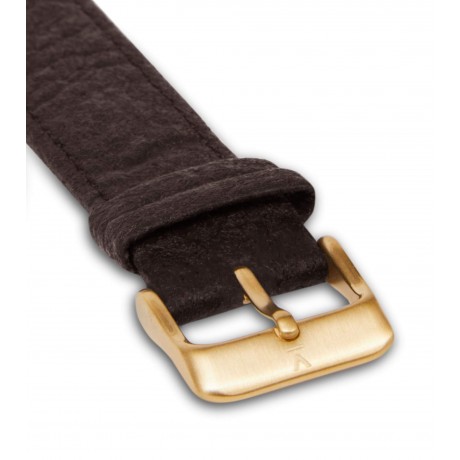 20MM DARK BROWN WITH BRUSHED GOLD BUCKLE